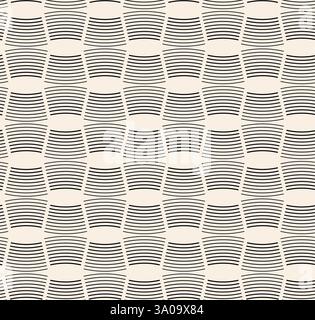 Black arc lines seamless patterns on beige background. Geometric thin lines pattern for textile, wrapping, banner. Stock Vector