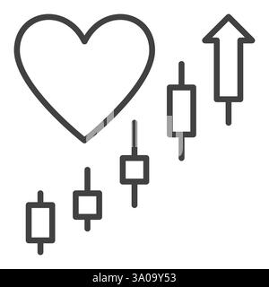 Heart with Market Chart Patterns vector Economic Insights concept colored icon or symbol Stock Vector