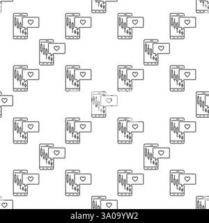 Smartphone and Candlestick Chart with Heart in Speech Bubble vector Investment Lovers concept thin line seamless pattern Stock Vector