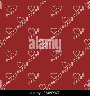 Heart with Market Chart Patterns vector Economic Insights concept colored seamless pattern Stock Vector