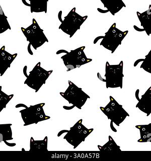Funny cats seamless pattern, vector EPS10 Stock Vector