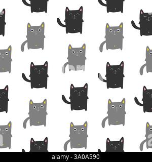 Funny cats seamless pattern, vector EPS10 Stock Vector