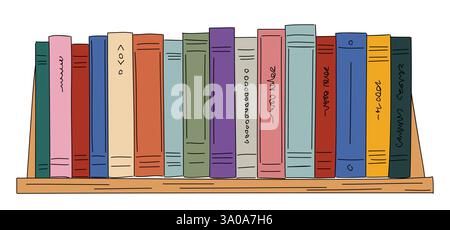 A row of books on a shelf vector illustration  Stock Vector