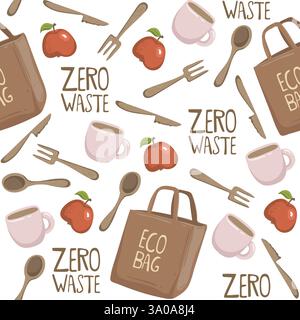 Zero waste hand drawn background. Seamless pattern with zero waste elements. Vector illustration EPS 10. seamless pattern Stock Vector