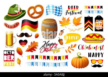 Set of Oktoberfest vector design elements. Vector EPS10 Stock Vector