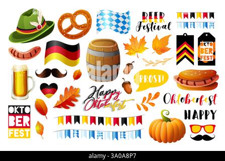 Set of Oktoberfest vector design elements. Vector EPS10 Stock Vector