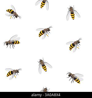 Bee seamless pattern. Honey bee vector illustration. EPS10 Stock Vector