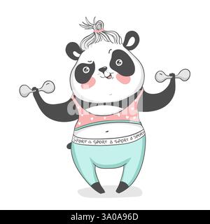 Cute cartoon sport panda. Vector illustration Stock Vector