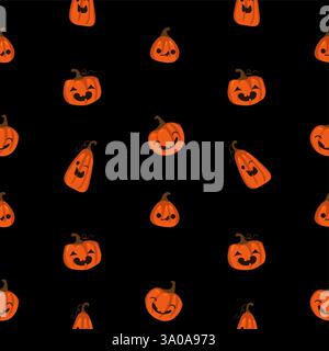 Halloween seamless pattern with cute pumpkins and other halloween elements. Halloween vector background. EPS10 Stock Vector