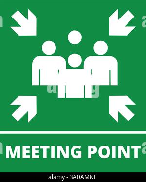 Green meeting point sign on a white background Stock Vector