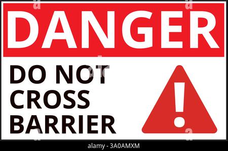 Danger do not cross barrier sign isolated on a white background Stock Vector