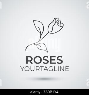 rose flower logo design using vector illustration template design concept Stock Vector