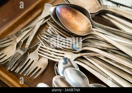 Silver cutlery Stock Photo