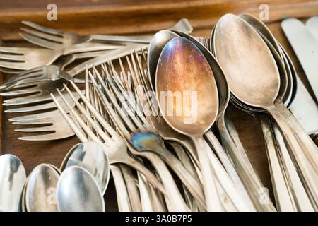 Silver cutlery Stock Photo