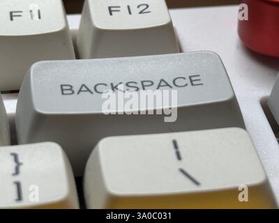 White delete button macro on mechanical keyboard for programmer Stock Photo
