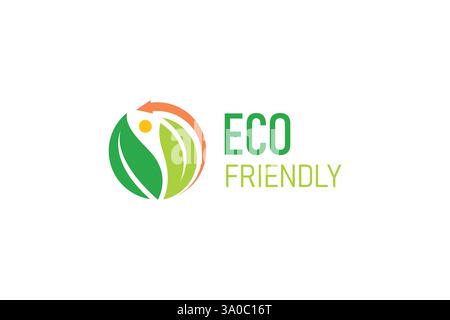 Eco Friendly and Sustainable Logo Design Featuring Green Leaf and Recycle Symbol Stock Vector