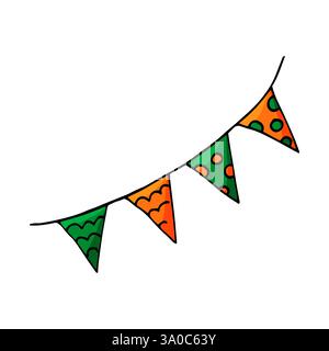 Element of decor, scrapbooking. Flags. Halloween illustration in hand draw style. Element of your design, cute icon, sign, symbol, pin, label Stock Vector