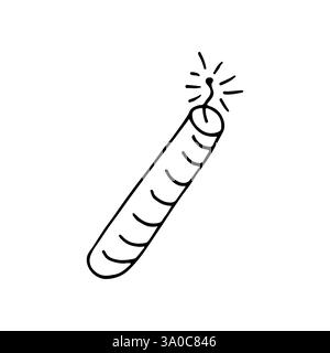 Element of decor, scrapbooking. Firecracker. Halloween illustration in hand draw style. Element of your design, cute icon, sign, symbol, pin, label lo Stock Vector