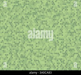 Honeycomb mosaic hexagons background. Bold rounded stacked hexagons mosaic pattern. Green color tones. Small hexagon geometric shapes. Stock Vector