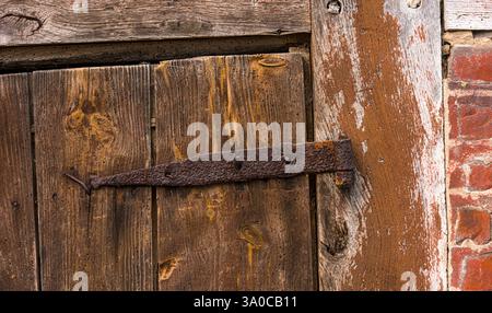Rusted barn door lock Stock Photo