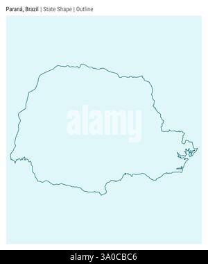 Parana, Brazil. Simple vector map. State shape. Outline style. Border of Parana. Vector illustration. Stock Vector