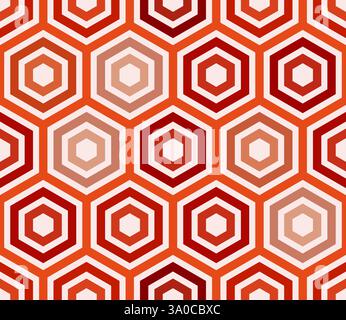 Hexagon geometric shapes background. Orange color tones gradients. Plain hexagon frames. Large hexagons. Seamless pattern. Stock Vector