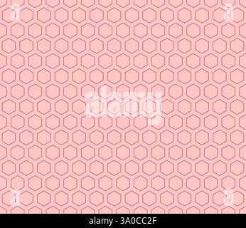 Abstract pattern of geometric shapes. Wild Watermelon color on matching background. Hexagon mosaic cells with padding. Hexagon cells. Stock Vector
