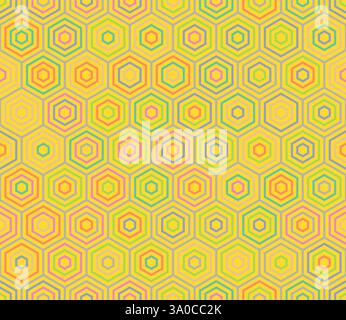 Seamless geometric pattern. Simple stacked hexagons pattern. Hexagonal cells. Multiple tones color palette. Seamless pattern. Stock Vector