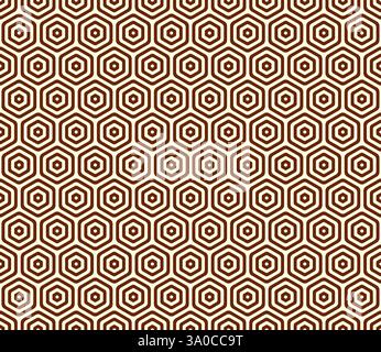 Geometric pattern. Rust color on matching background. Bold rounded stacked hexagon cells. Hexagonal shapes. Seamless pattern. Stock Vector