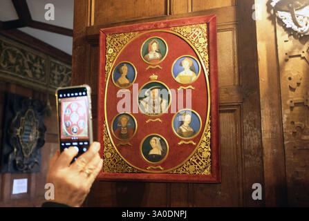 Interior of historic Hever Castle, once the home of Anne Boleyn, second ...