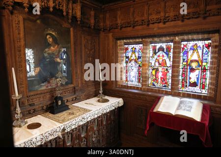 Interior of historic Hever Castle, once the home of Anne Boleyn, second ...