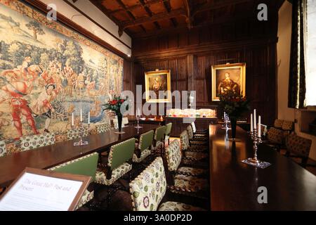 Interior of historic Hever Castle, once the home of Anne Boleyn, second ...