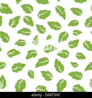 Seamless Leaf Pattern, Green Leaves, Botanical Background. Nature, Leafy Design, Herbal Illustration. Plant Foliage, Floral Wallpaper, Greenery Art Stock Vector