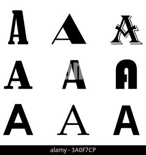 Letter A icon. Typography design styles. Alphabet variation symbol. Vector font. Stock Vector