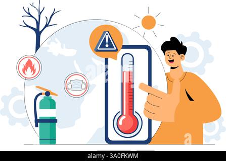 Disaster Preparedness Vector Illustration featuring Community Disaster Planning, an Emergency Plan Checklist, and Year Round Readiness in a Background Stock Vector