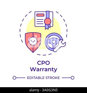 CPO warranty multi color concept icon Stock Vector