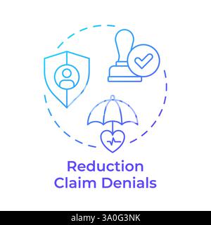 Reduction claim denials blue gradient concept icon Stock Vector