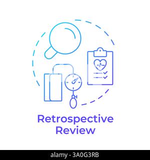 Retrospective review blue gradient concept icon Stock Vector