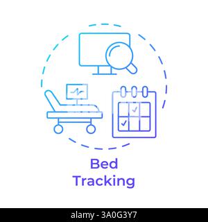 Bed tracking blue gradient concept icon Stock Vector