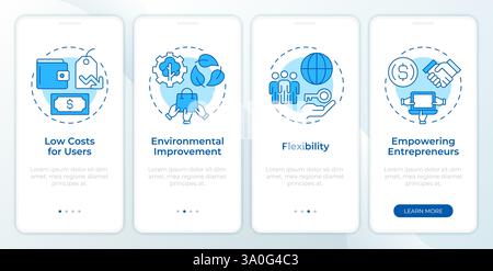 Benefits of sharing economy blue onboarding mobile app screen Stock Vector