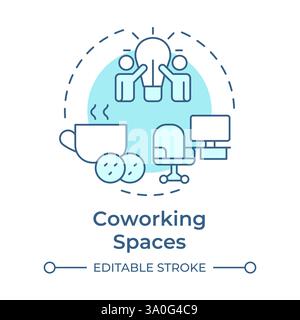 Coworking spaces soft blue concept icon Stock Vector