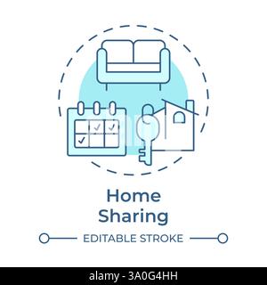Home sharing soft blue concept icon Stock Vector