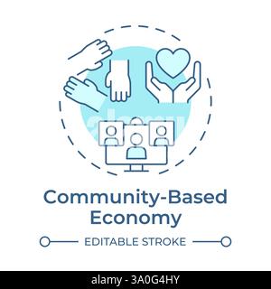 Community based economy soft blue concept icon Stock Vector