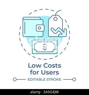 Low costs for users soft blue concept icon Stock Vector