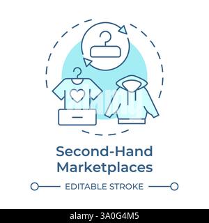 Second hand marketplaces soft blue concept icon Stock Vector