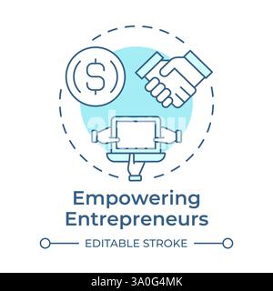 Empowering entrepreneurs soft blue concept icon Stock Vector