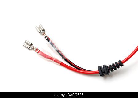 electrical plastic insulated cable with plugs on white background Stock ...