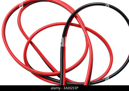 close up of electrical plastic insulated cable on white background Stock Photo