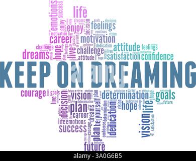 Keep on Dreaming vector illustration word cloud isolated on a white background. Stock Vector
