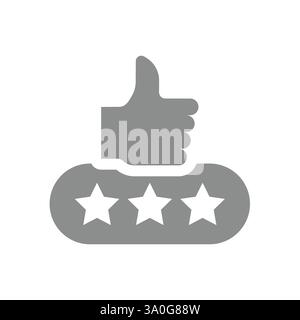 Customer satisfaction voting and ranking. Star rating and hand with thumb up vector icon. Stock Vector